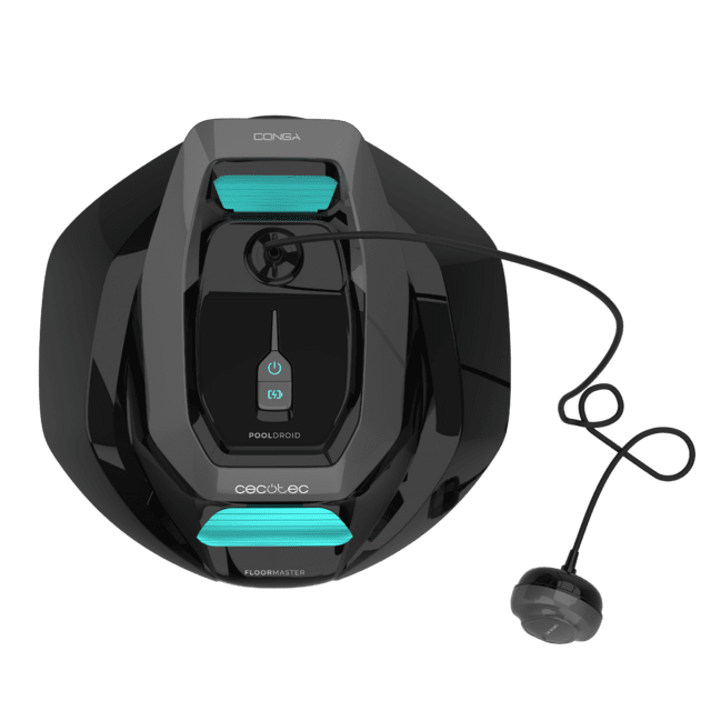 Cecotec Conga Pooldroid 1000 FloorMaster Robot Limpiafondos Inalámbrico Para Piscinas. Apto Para Superficies De Hasta 80 M2 Y 10º De Inclinación. 100 Minutos De Autonomía. Boya Para Tener Siempre Al Alcance Tu Robot. Filtro