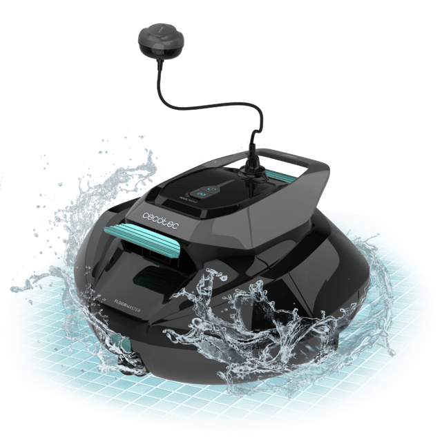 Cecotec Conga Pooldroid 1000 FloorMaster Robot limpiafondos inalámbrico para piscinas. Apto para superficies de hasta 80 m2 y 10º de inclinación. 100 minutos de autonomía. Boya para tener siempre al alcance tu robot. Filtro