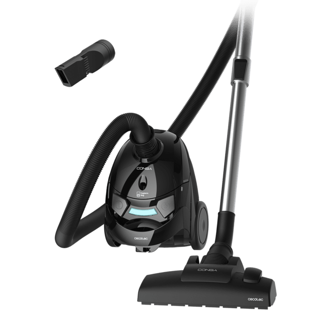 Cecotec Conga Powerbag 2000 Aspirador De Trineo De 800 W De Potencia. Con Bolsa. Máxima Capacidad Del Depósito De Hasta 2 L Con Filtrado De Alta Eficiencia Y Tubo Telescópico Metálico. Incluye Accesorios Aptos Para Muebles Y