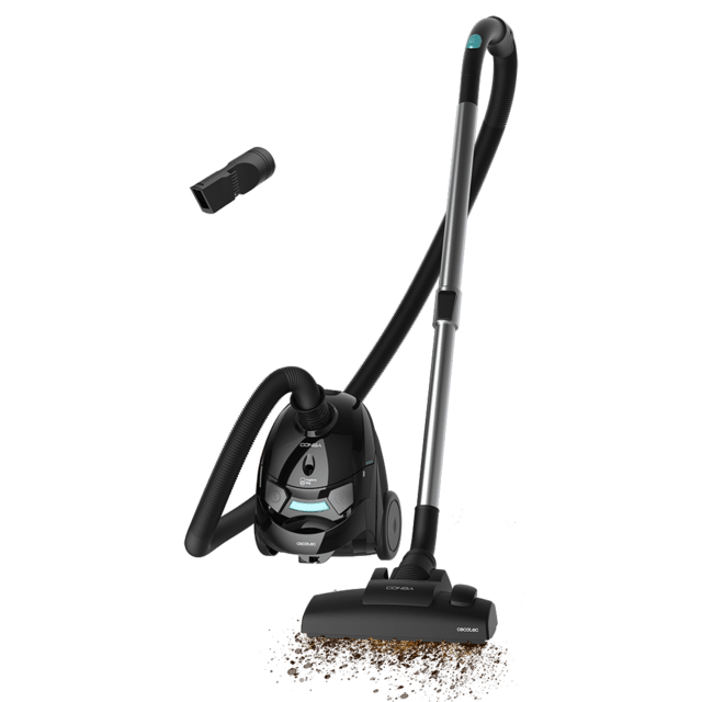 Cecotec Conga Powerbag 2000 Aspirador de trineo de 800 W de potencia. Con bolsa. Máxima capacidad del depósito de hasta 2 L con filtrado de alta eficiencia y tubo telescópico metálico. Incluye accesorios aptos para muebles y