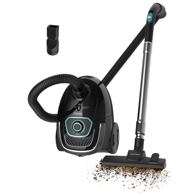Cecotec Conga Powerbag 2500 Plus Aspirador con bolsa y cable de 850 W de potencia. Con bolsa. Máxima capacidad del depósito de hasta 2 5 L con filtrado de alta eficiencia y tubo telescópico metálico. Incluye accesorios aptos