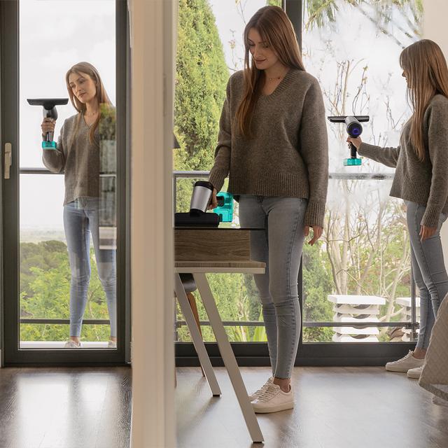 Cecotec Conga Rockstar 3700 Glass Aspirador Limpiacristales Con Función 3 En 1. Pulveriza Limpia Y Aspira. Autonomía De 30 Minutos Gracias A Su Batería De 3.7 V. Limpia Hasta 75 M2 De Superficie Por Carga. Boquilla Versátil