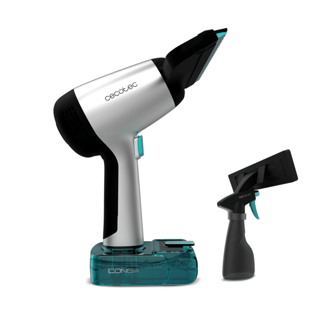 Cecotec Conga Rockstar 3700 Glass Aspirador limpiacristales con función 3 en 1. Pulveriza limpia y aspira. Autonomía de 30 minutos gracias a su batería de 3.7 V. Limpia hasta 75 m2 de superficie por carga. Boquilla versátil