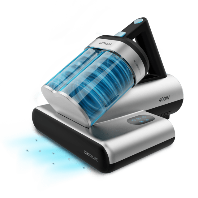 Cecotec Conga Rockstar 4000 Mattress Aspirador de colchones y tapicerías con 400 W de potencia y 13 kPa de poder de succión. Incluye luz ultravioleta UV-C que acaba hasta con el 99 9 % de los alérgenos. Tecnología con cepill