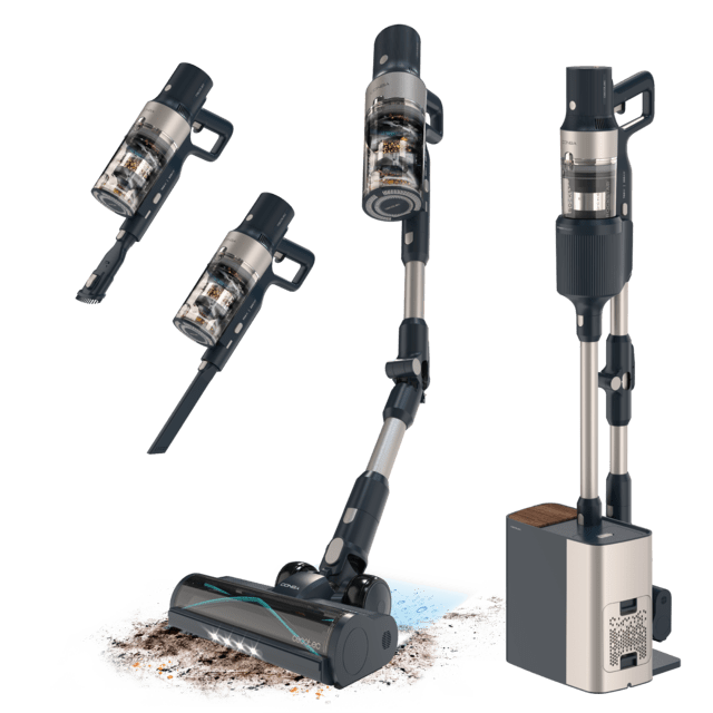 Cecotec Conga Rockstar 5500 Hurricane Station Flex Aspirador vertical con base de autovaciado. 220 AW y 700 W. Tubo flexible y ciclón paralelo. 90 minutos de autonomía en modo Eco. HairLess Brush cepillo antienredos. Aspirador
