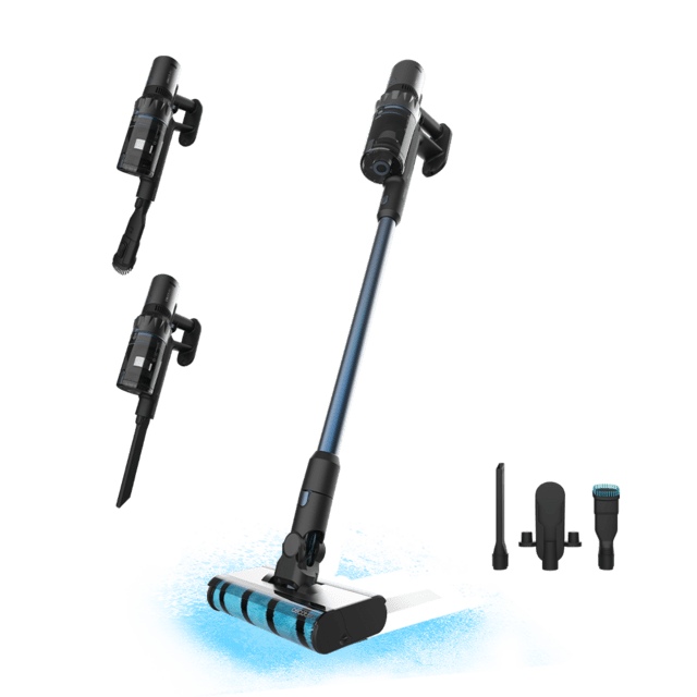 Cecotec Conga Rockstar 5500 Hurricane Twice Aspirador escoba sin cables sin bolsa 3 en 1 con ciclón paralelo. Potencia de 630 W 30 kPa y 180 aW. 90 minutos de autonomía. Tubo rígido doble rodillo accesorio especial para muebl