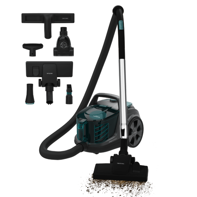 Cecotec Conga Rockstar Cyclonic XL ProAnimal Aspirador de trineo de 900 W. Ciclónico sin bolsas y vaciado higiénico. Máxima capacidad del depósito de hasta 2 8 l con doble filtro HEPA y tubo telescópico metálico. Radio de