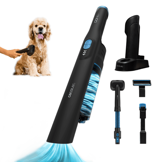 Cecotec Conga Rockstar Micro+ Animal. Aspirador de mano ultraligero con motor Digital Brushless de 200 W y 20 kPa de poder de succión. Autonomía de hasta 40 minutos. Dos modos de potencia. Con accesorio 2en1 accesorio de tapic