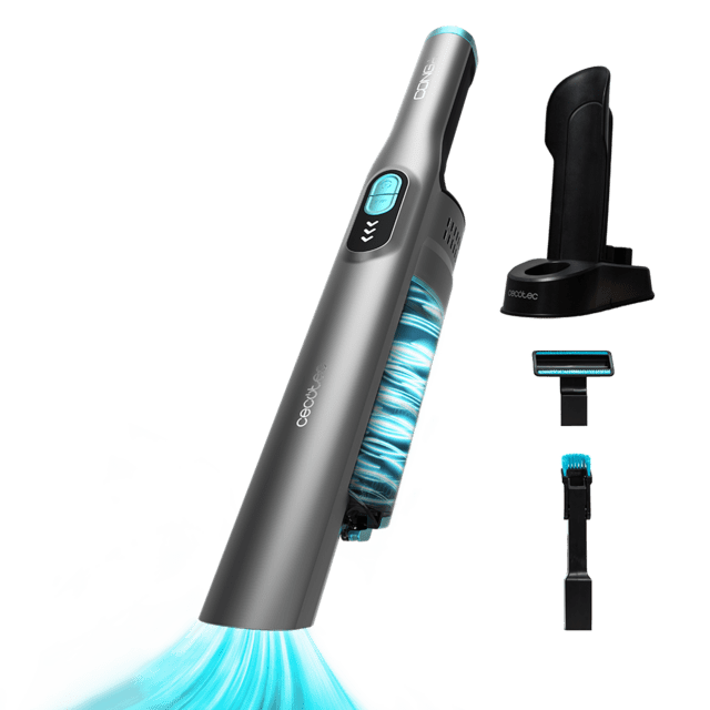 Cecotec Conga Rockstar Micro+ aspiradora de mano con motor Digital Brushless de 200 W y 20 kPa de poder de succión. Autonomía de hasta 40 minutos. Dos modos de potencia. Con accesorio 2en1 con accesorio de tapicerías y base d