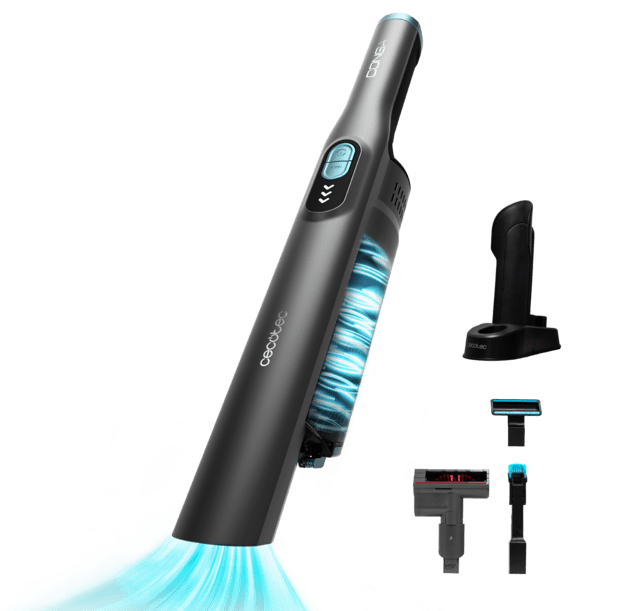 Cecotec Conga Rockstar Micro+ Turbo Aspirador de mano ultraligero con motor Digital Brushless de 210 W y 20 kPa de poder de succión. Autonomía de hasta 40 minutos. Dos modos de potencia. Con accesorio 2en1 accesorio de tapicer
