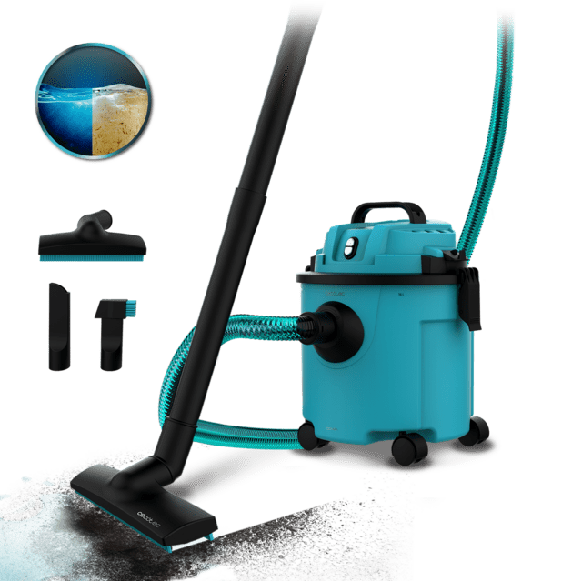 Cecotec Conga Rockstar Wet & Dry Compact Plus Aspirador de sólidos y líquidos de 16 L y 1200 W que permite un fácil transporte gracias a su reducido peso y a su formato compacto doble función de succión y soplado. Aspirador