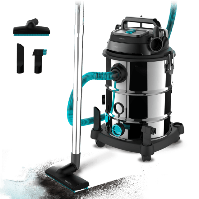 Cecotec Conga Rockstar Wet & Dry Steel Max Pro Aspirador De Sólidos Y Líquidos De Metal Que Permite Una Mayor Durabilidad Y Resistencia Con Capacidad De 30 L Y 1600 W De Potencia Para Acabados Perfectos. Aspirador De Agua Sól