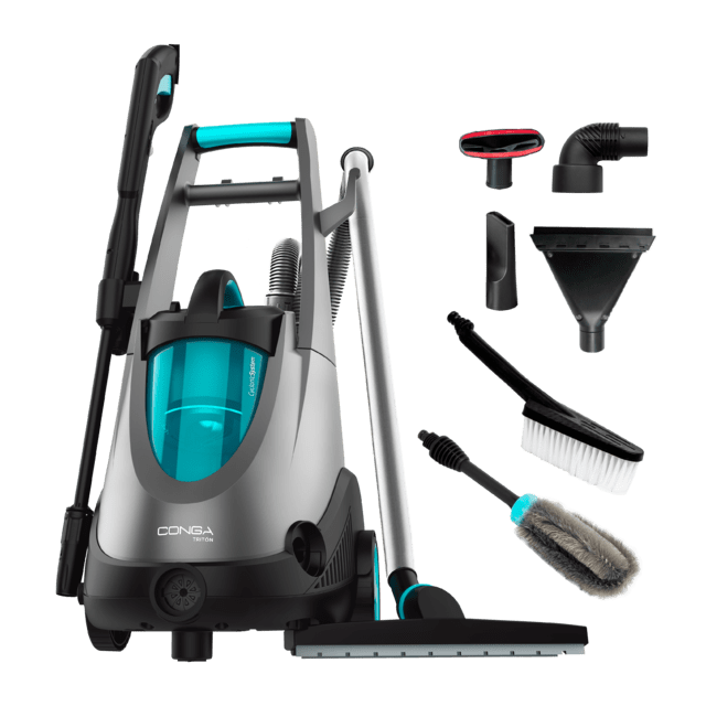 Cecotec Conga Triton 5000 UltraClean&Car. Hidroaspirador con 1500 W 4 en 1: Función Hidrolimpiadora Aspirador de Sólidos y Líquidos y Sopladora 120 Bar Poder Succión 15 kPa Kit de Accesorios Hidrolimpiadora