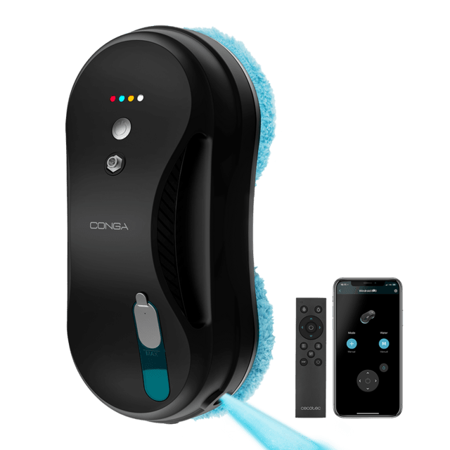 Cecotec Conga Windroid 890 SprayWater Smart Connected Robot limpiacristales función 3 en 1: pulveriza limpia y seca. Incluye APP y mando teledirigido para poder controlar todos los movimientos del robot. Incorporación de spray