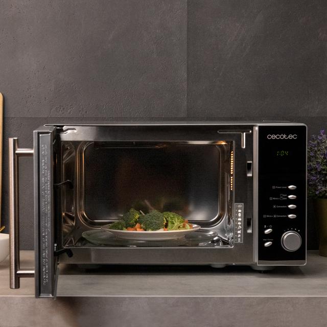 Cecotec Convection 2500. Microondas De Convección De 900 W Grill De 1950 W Capacidad 25 Litros Horno De Calor Por Convección 8 Funciones Preconfiguradas Pantalla LED Microondas De Convección De 25 L