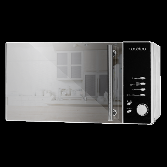 Cecotec Convection. Microondas con Horno de 700 W de Potencia Grill de 950W Capacidad de 23l 6 Modos Combinados Horno de Calor por Conveccion 1850W Interior y Exterior en Acero Inoxidable Horno de convección y microondas