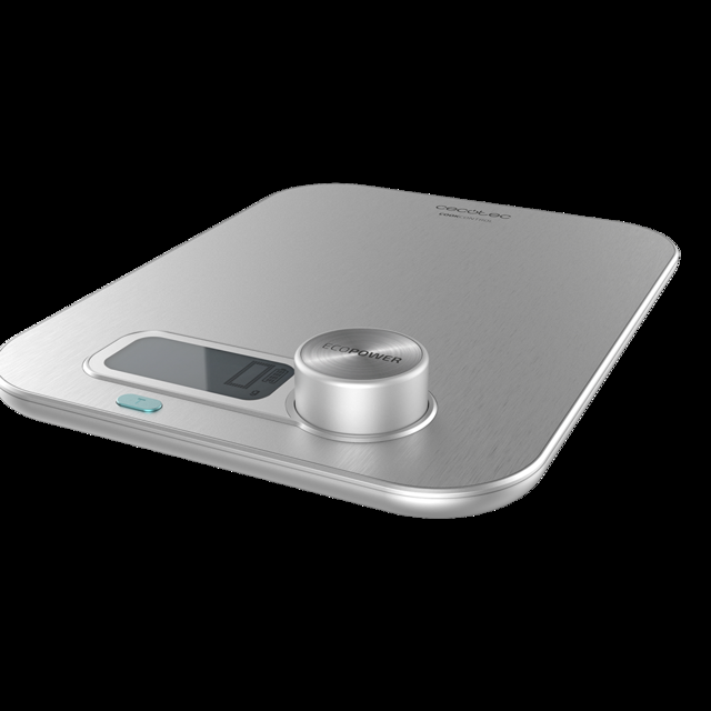 Cecotec Cook Control 10200 EcoPower INOX. Báscula De Cocina Sin Pilas Precisión De 1 Gr Pantalla LCD Función Tara Función Sólidos Y Líquidos Báscula De Cocina