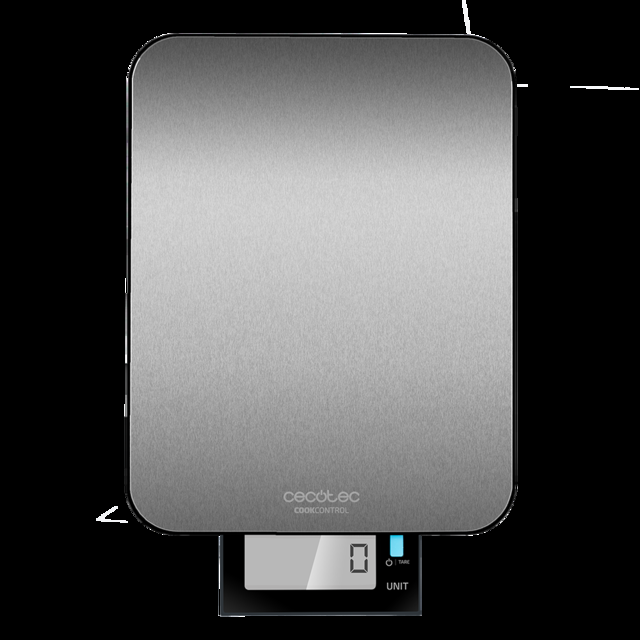 Cecotec Cook Control 9000 Waterproof Báscula De Cocina Digital Con Alta Precisión Acero Inoxidable Resistente Al Agua Pantalla LCD Retroiluminada Extragrande Y Extraíble Capacidad Máxima 10 Kg Báscula De Cocina Digital
