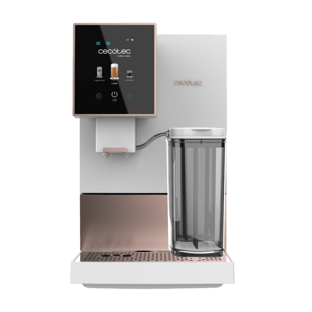 Cecotec Cremmaet Compactccino Connected White Rose Cafetera Superautomática Compacta Con 19 Bares Pantalla TFT Y Wifi Tanque De Leche Y Sistema Thermoblock. Cafetera Superautomática