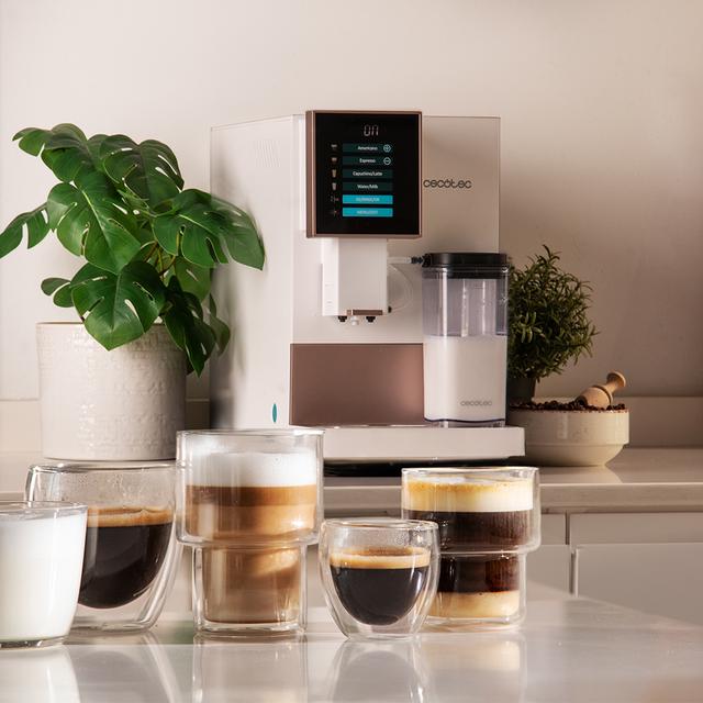 Cecotec Cremmaet Compactccino White Rose Cafetera Superautomática Compacta Con 19 Bares Tanque De Leche Y Sistema Thermoblock. Cafetera Superautomática
