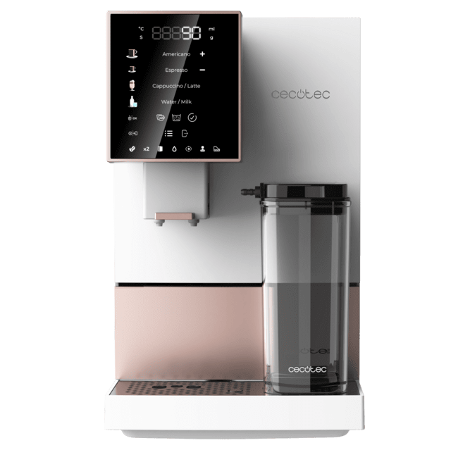 Cecotec Cremmaet Compactccino White Rose Cafetera superautomática compacta con 19 bares tanque de leche y sistema Thermoblock. Cafetera superautomática