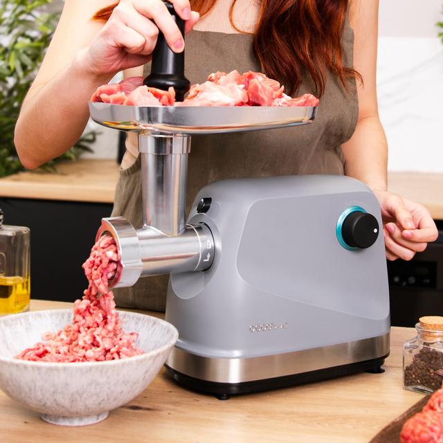 Cecotec Crusher 1400 Steel Picadora De Carne Eléctrica De 1360 W Con 1 Cuchilla Y 3 Placas De Corte. Picadora