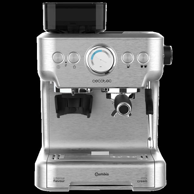Cecotec Cumbia Power Espresso 20 Barista Aromax. Cafetera De Potencia 2900 W 2 Sistemas De Calentamiento Bomba De Presión De 20 Bares Manómetro Portafiltros Con Doble Salida Y 2 Filtros Cafetera Express
