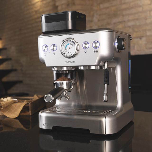 Cecotec Cumbia Power Espresso 20 Barista Aromax. Cafetera De Potencia 2900 W 2 Sistemas De Calentamiento Bomba De Presión De 20 Bares Manómetro Portafiltros Con Doble Salida Y 2 Filtros Cafetera Express