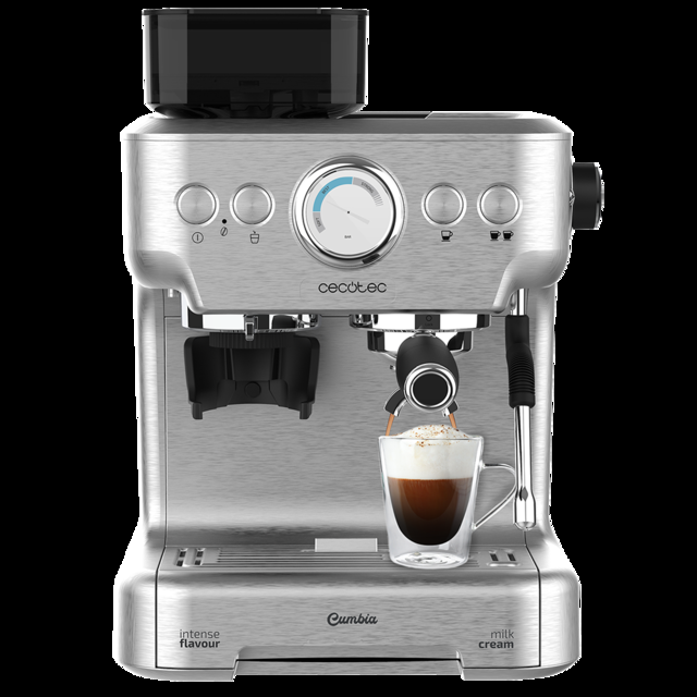 Cecotec Cumbia Power Espresso 20 Barista Aromax. Cafetera de Potencia 2900 W 2 Sistemas de Calentamiento Bomba de presión de 20 Bares manómetro portafiltros con Doble Salida y 2 filtros Cafetera express