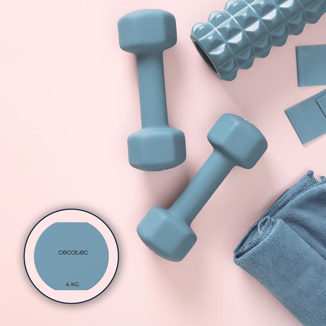 Cecotec Drumfit 400 DoubleNeo Set De 2 Mancuernas De 4 Kg Con Recubrimiento De Neopreno Antideslizante. Medidas 19x10x9cm. Set De 2 Mancuernas