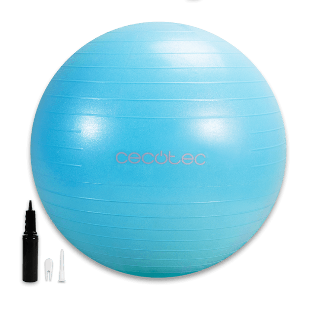 Cecotec DrumFit 65 Fitball Pelota de fitness de 65 cm de diámetro para realizar ejercicios de tonificación y fortalecimiento además de estiramientos. Ideal para ejercitar piernas brazos abdomen glúteo y espalda. Inflador inc