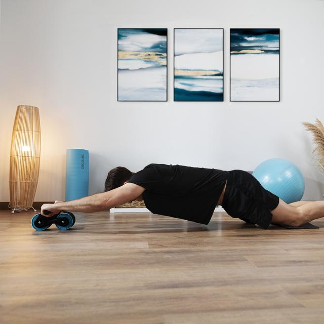 Cecotec Drumfit AB Fit Rueda Abdominal Con Rebote Automático. Diseño Compacto. 10 Cm De Ancho. Ligero. Esterilla Antideslizante Y Acolchada. Máximo Peso De Usuario 100 Kg. Rueda Para Hacer Abdominales