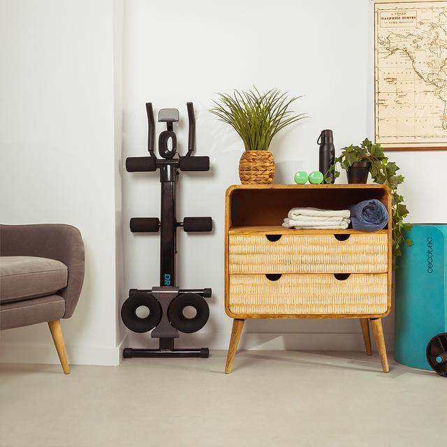 Cecotec Drumfit AB Trainer Máquina De Abdominales Plegable Con Soporte Para Dispositivos. Pantalla LCD. 2 Posiciones. Almohadillas Acolchadas. Peso Máximo Del Usuario 130 Kg. Altura Máxima 185 Cm. Máquina De Abdominales Pleg