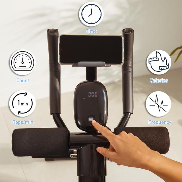 Cecotec Drumfit AB Trainer Máquina De Abdominales Plegable Con Soporte Para Dispositivos. Pantalla LCD. 2 Posiciones. Almohadillas Acolchadas. Peso Máximo Del Usuario 130 Kg. Altura Máxima 185 Cm. Máquina De Abdominales Pleg
