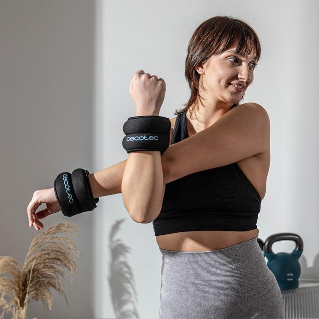 Cecotec Drumfit AnkleBell 1000 Neo Set 2 Pesas Para Tobillo Y Muñecas Ajustables Con Velcro. Peso De Cada Una 1 Kg. Rellenas De Arena. Set 2 Pesas Para Tobillo Y Muñecas A