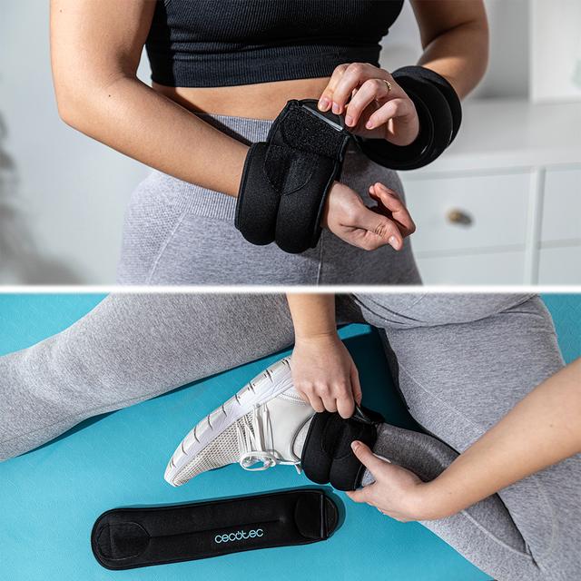 Cecotec Drumfit AnkleBell 2000 Neo Set 2 Pesas Para Tobillos Y Muñecas Ajustables Con Velcro. 2 Kg. Set 2 Pesas Para Tobillos Y Muñecas 