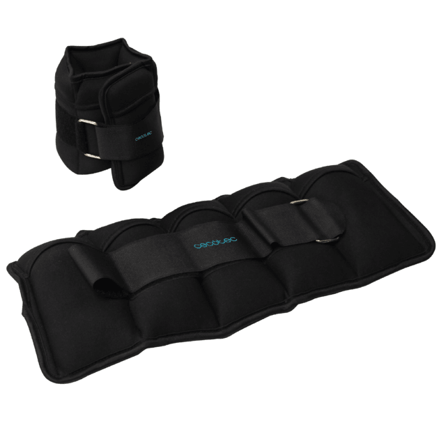 Cecotec Drumfit AnkleBell 2500 Neo Set 2 pesas para tobillo y muñecas con correas ajustables con velcro. Peso adaptable de 0 5kg a 2 5kg. Incluye 5 sacos de 500g. Rellenas de arena. Set 2 pesas para tobillo y muñecas