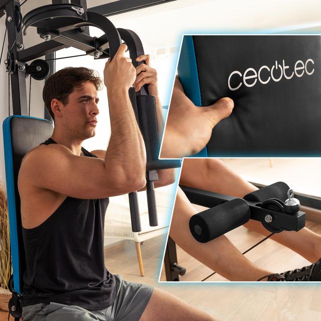 Cecotec Drumfit HomeGym 1000 Single Estación De Entrenamiento Multifuncional. Bloque De Pesas Total De 65 Kg. Full-Body Workout. Con Almohadillas Acolchadas. Ajustable. Peso Máximo De 120 Kg Y Altura Máxima 185 Cm. Multiestac