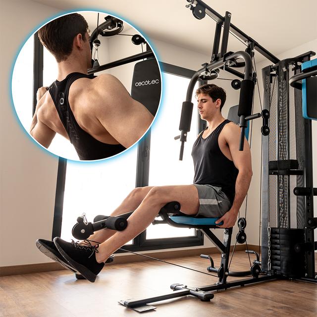 Cecotec Drumfit HomeGym 2000 Double Multiestación De Entrenamiento Multifuncional. 2 Estaciones. Bloque De Pesas Total De 65 Kg. Full-Body Workout. Con Almohadillas Acolchadas. Ajustable. Mancuernas De 1.5 Kg. Peso Máximo De 1