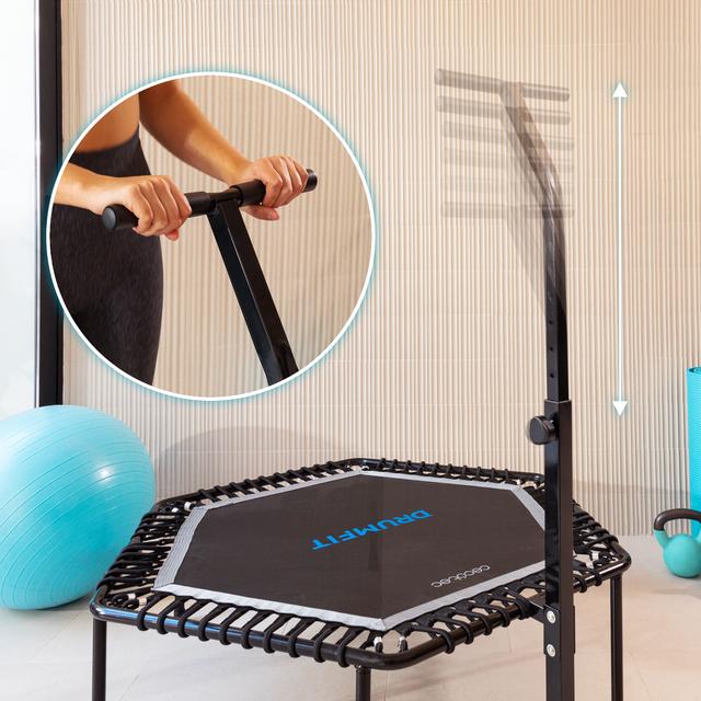 Cecotec Drumfit Jump 1270 Trampolín De Fitness Cama Elástica. 127 Cm De Diámetro. Altura Ajustable En 6 Niveles. Base De 7 Patas. Máximo Peso Del Usuario 100 Kg. Plegable. Trampolín De Fitness Cama Elástica