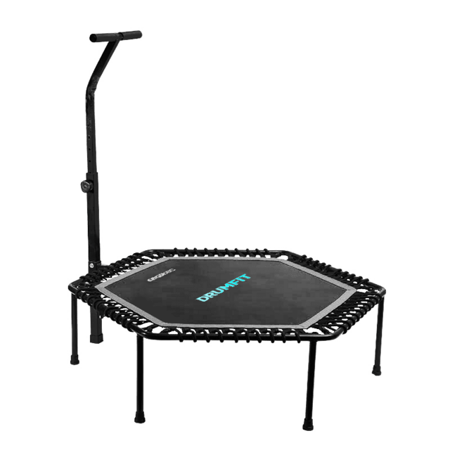 Cecotec Drumfit Jump 1270 Trampolín de fitness cama elástica. 127 cm de diámetro. Altura ajustable en 6 niveles. Base de 7 patas. Máximo peso del usuario 100 Kg. Plegable. Trampolín de fitness cama elástica