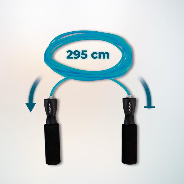 Cecotec DrumFit Jump Rope Cuerda Para Saltar Hecha De Material PVC Con Agarres Ergonómicos Antideslizantes. El Sistema Smooth Bearing Garantiza Un Movimiento Silencioso Y Fluido. 295 Cm De Largo