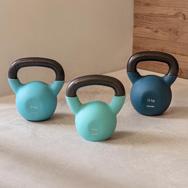 Cecotec Drumfit KettleBell 10000 Neo Pesa Rusa Con Revestimiento De Neopreno. 10 Kg. Hierro Fundido. Agarre Ergonómico. Diseño Estético Y Fácil De Limpiar. Pesa Rusa De 10kg