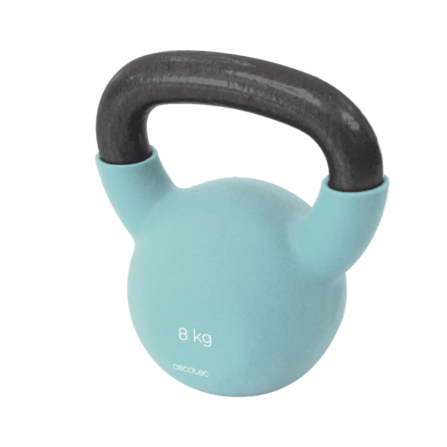 Cecotec Drumfit KettleBell 8000 Neo Pesa rusa con revestimiento de neopreno. 8 Kg. Hierro fundido. Agarre ergonómico. Diseño estético y fácil de limpiar.  Pesa rusa de 8kg