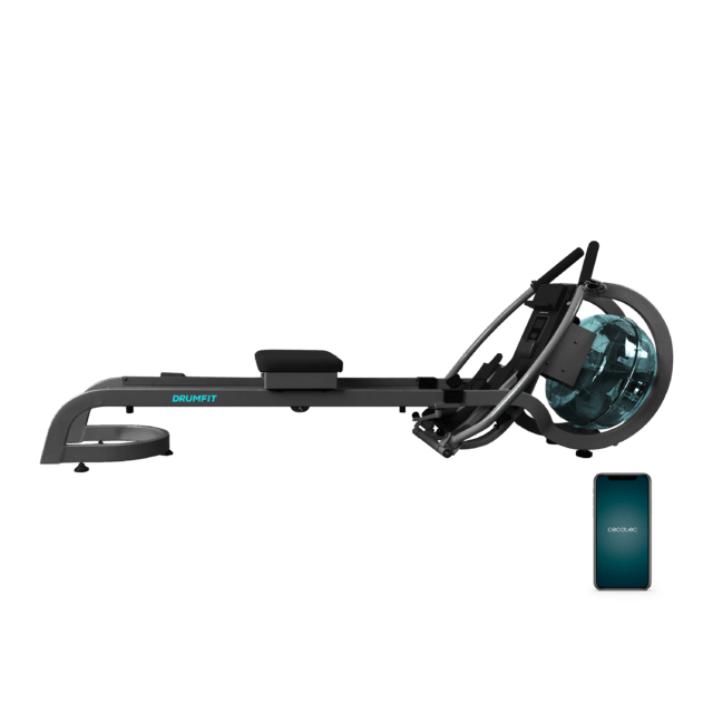 Cecotec Drumfit Rower 20000 Neptuno Máquina De Remo De Resistencia De Agua Con Tanque De 11 Litros De Capacidad. APP. Sillín Ajustable Horizontalmente. Pantalla LCD. Soporte Para Dispositivos. Doble Manillar. Peso Máximo De 1