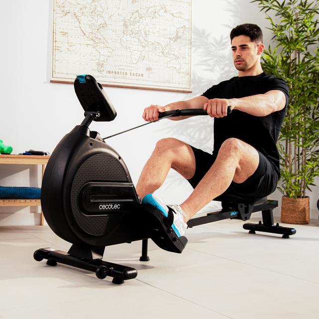 Cecotec Drumfit Rower 9000 Regatta Máquina De Remo Con Sistema De Resistencia Magnética Y 8 Niveles De Intensidad. Volante De Inercia 9 Kg. Pantalla LCD. Estructura Plegable De Forma Vertical. Reposapiés Con Correas Ajustable