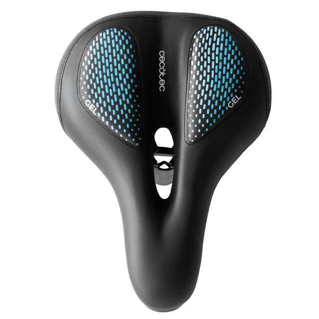 Cecotec DrumFit SitBike Gel Sillín De Gel Ultra Cómodo. Compatible Con Todas Las Tijas De Sillín Con Riel De 7mm De Diámetro Y Con Las Tijas Con Diámetro De Tubo De 23 Mm. Con Hendidura Central. Sillín De Gel