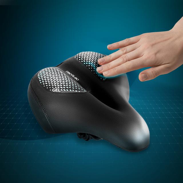 Cecotec DrumFit SitBike Gel Sillín De Gel Ultra Cómodo. Compatible Con Todas Las Tijas De Sillín Con Riel De 7mm De Diámetro Y Con Las Tijas Con Diámetro De Tubo De 23 Mm. Con Hendidura Central. Sillín De Gel