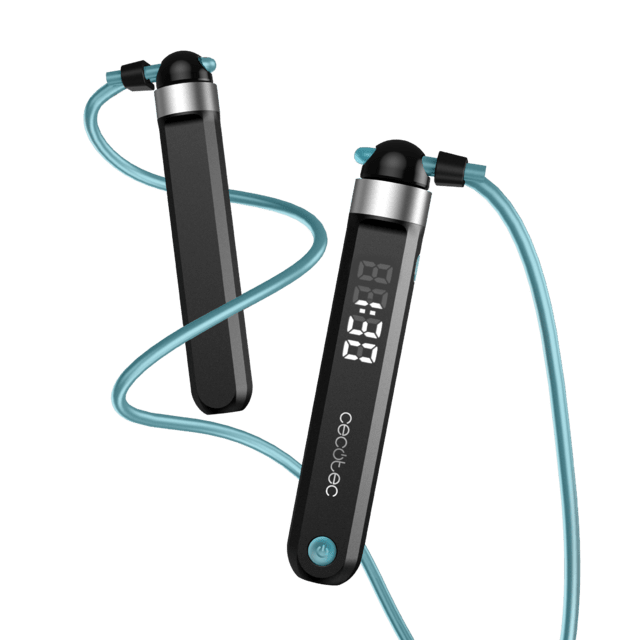 Cecotec Drumfit SmartComba 3000 Connected Inteligente Compacta Y Ajustable Para Saltar En Espacios Reducidos Con App Y Contador. 30 Cm. Pantalla LED. Comba Rapida Crossfit Inteligente