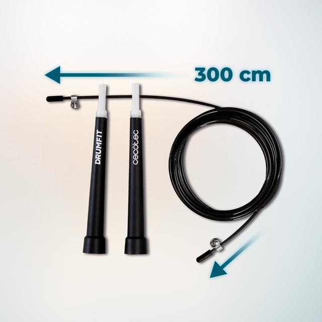 Cecotec DrumFit Speed Rope Comba De Velocidad Profesional Hecha De Acero Con Agarres Ergonómicos Para Entrenamientos De Alta Intensidad. Ajustable 300 Cm De Largo Y Con Sistema SmoothBearing 360º. Comba De Velocidad Profesiona
